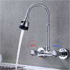 Flexible Dual-Hole Shower Head | Chrome Rotatable Bathroom Faucet Sprayer
