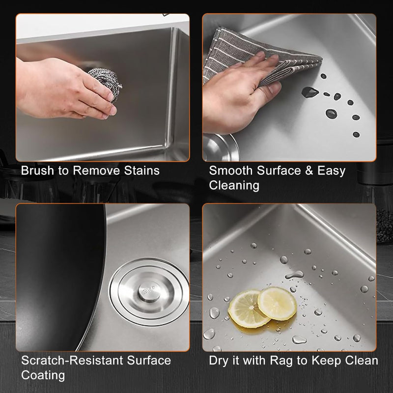 20x16 Handmade Kitchen Sink Stainless Steel 5040 – Single Bowl with Drain & Rinse Basket