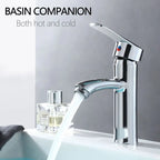 Silver Chrome Bathroom Basin Mixer Faucet | Single Handle Hot & Cold Washbasin Tap
