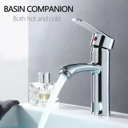 Silver Chrome Bathroom Basin Mixer Faucet | Single Handle Hot & Cold Washbasin Tap