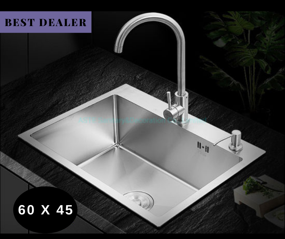 24x18 Handmade Kitchen Sink Stainless Steel 6045 – Single Bowl Sink with Drain & Rinse Basket