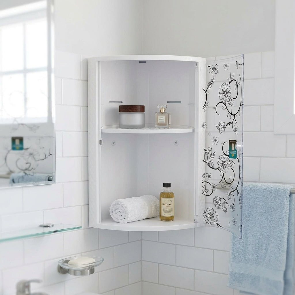 Galaxy Wall Mounted Plastic Decore Bathroom Cabinet | Washroom Storage Shelf Organizer – White & Multi Colors