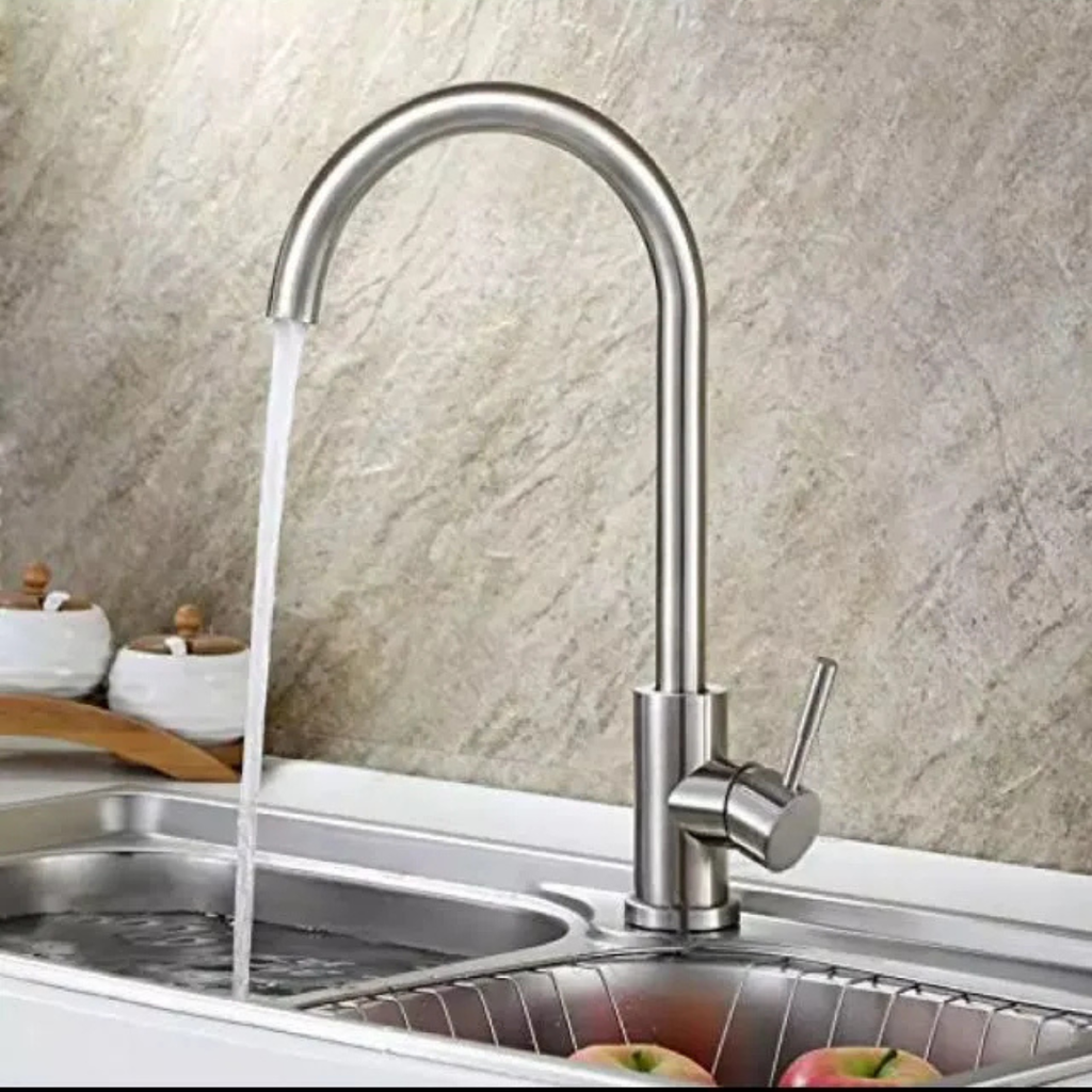 304 Stainless Steel Kitchen Sink Mixer Tap | 360° Swivel Hot & Cold Single Lever Faucet