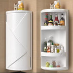 360° Rotating Corner Cabinet Rack | Waterproof Bathroom & Kitchen Storage Shelf – Drill-Free Wall Mount