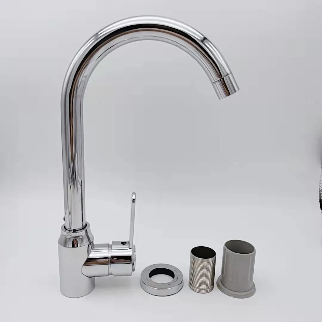 Stainless Steel Hot & Cold Kitchen Sink Mixer Tap | Single Handle Vegetable Basin Faucet – Ceramic Disc, Deck Mounted