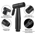 Matte Black Handheld Bidet Spray Gun | Stainless Steel Toilet & Bathroom Sprayer with Adjustable Flow & Pause Function