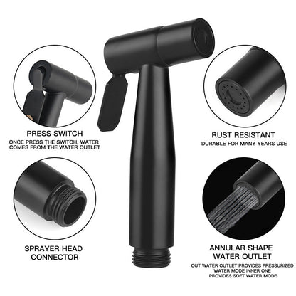 Matte Black Handheld Bidet Spray Gun | Stainless Steel Toilet & Bathroom Sprayer with Adjustable Flow & Pause Function