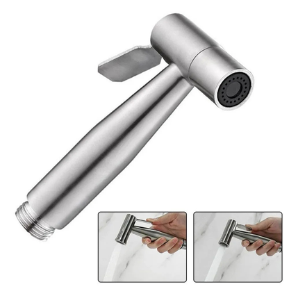 Stainless Steel Handheld Bidet Spray Gun | Toilet & Bathroom Sprayer with Adjustable Flow & Pause Function