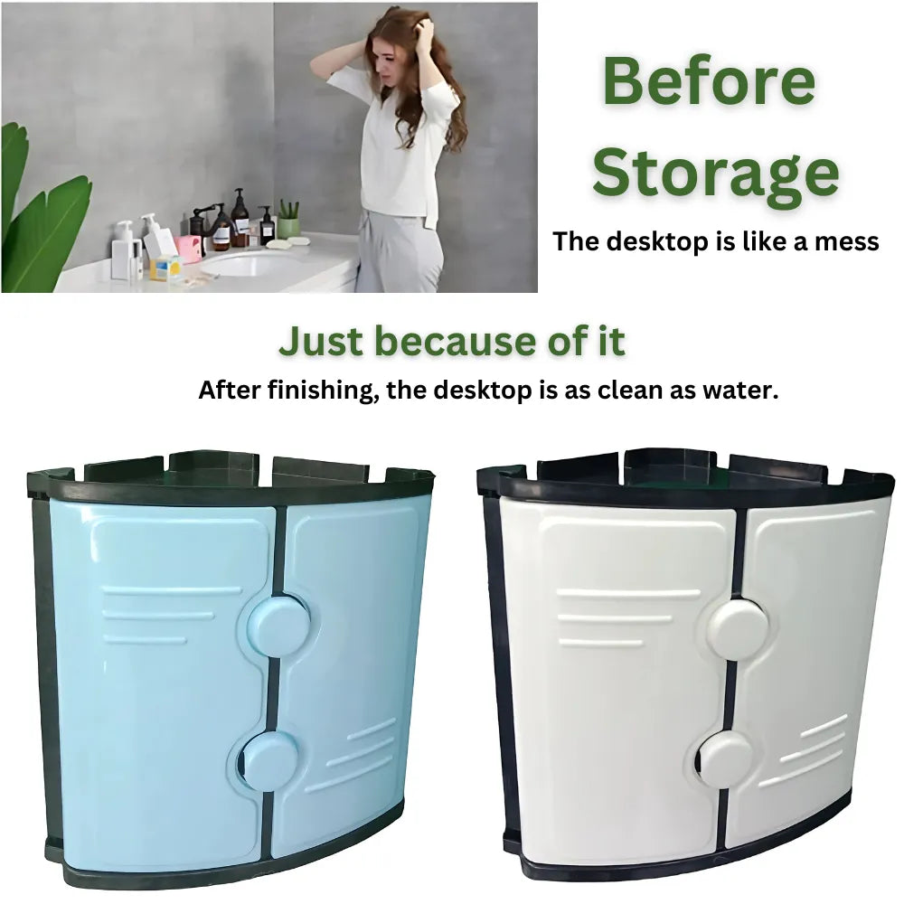 Wall Mounted Bathroom Corner Cabinet | ABS Plastic Storage Shelf – White & Multi Colors