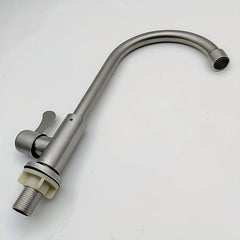 304 Stainless Steel Single Cold Kitchen Faucet | Brushed Deck Mounted Modern Sink Tap