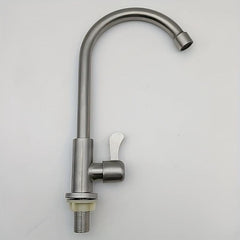 304 Stainless Steel Single Cold Kitchen Faucet | Brushed Deck Mounted Modern Sink Tap
