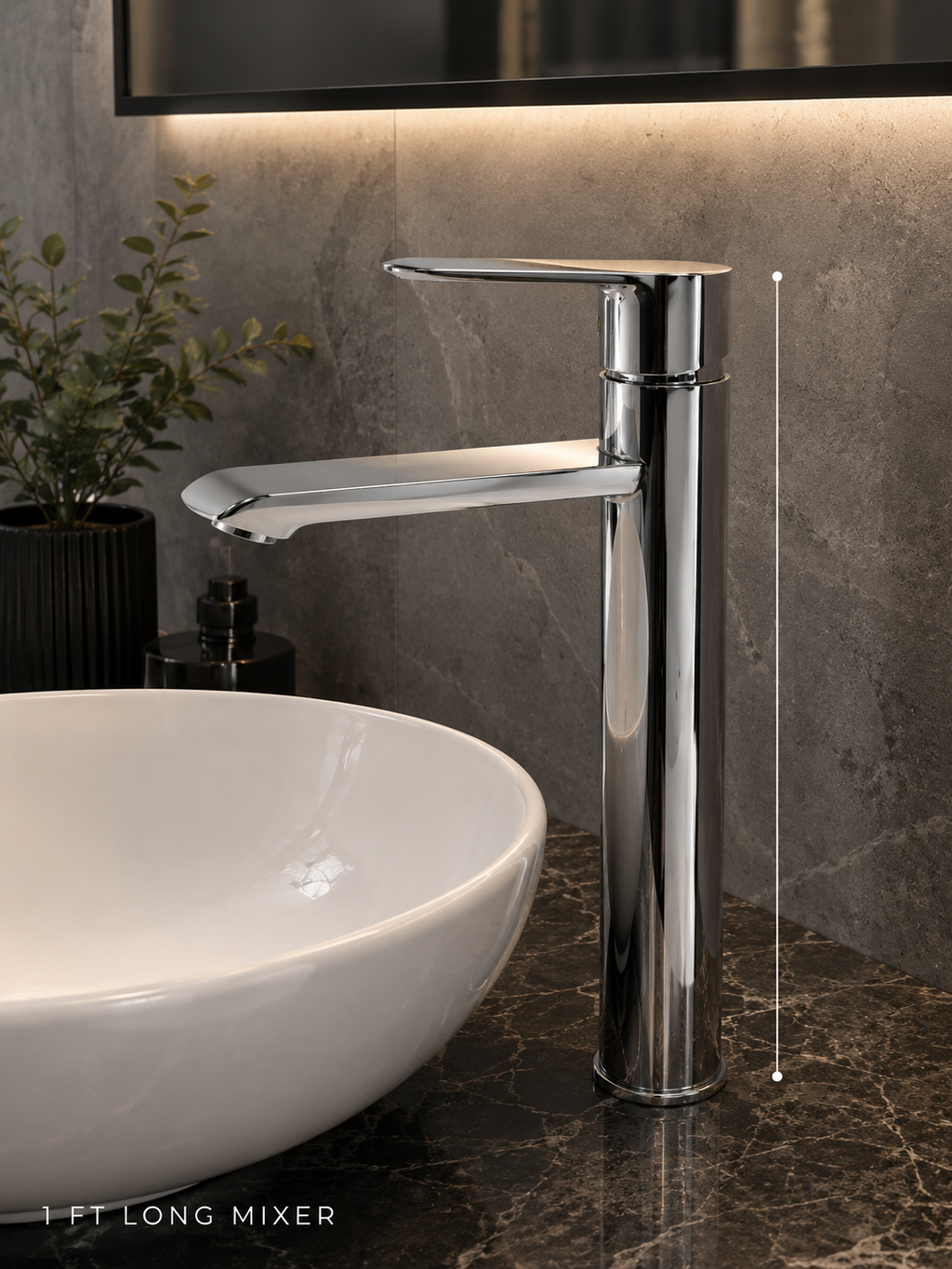 Premium Tall Chrome Vanity Basin Mixer Tap | Single Lever Hot & Cold Bathroom Faucet (30.5 cm)