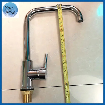 Bay Neck Chrome Kitchen Mixer Faucet | Hot & Cold Single Handle Sink Tap – PVC Body, Deck Mounted