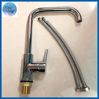 Bay Neck Chrome Kitchen Mixer Faucet | Hot & Cold Single Handle Sink Tap – PVC Body, Deck Mounted