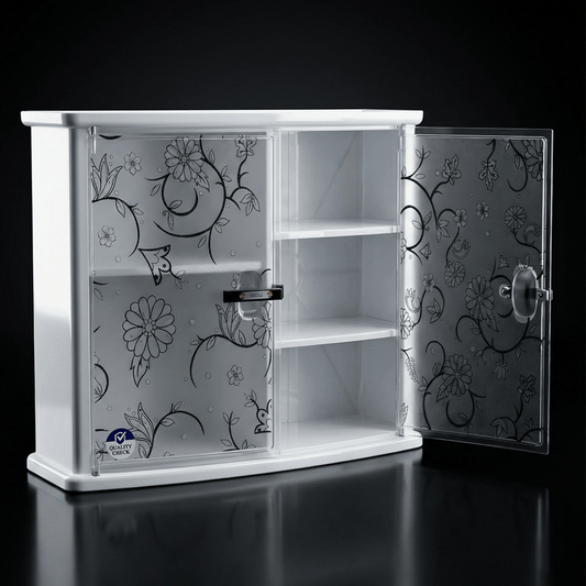 Wall Mounted Double Door Plastic Bathroom Cabinet | Waterproof Storage Organizer – Multi-Color
