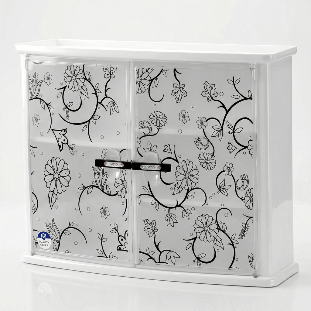 Wall Mounted Double Door Plastic Bathroom Cabinet | Waterproof Storage Organizer – Multi-Color