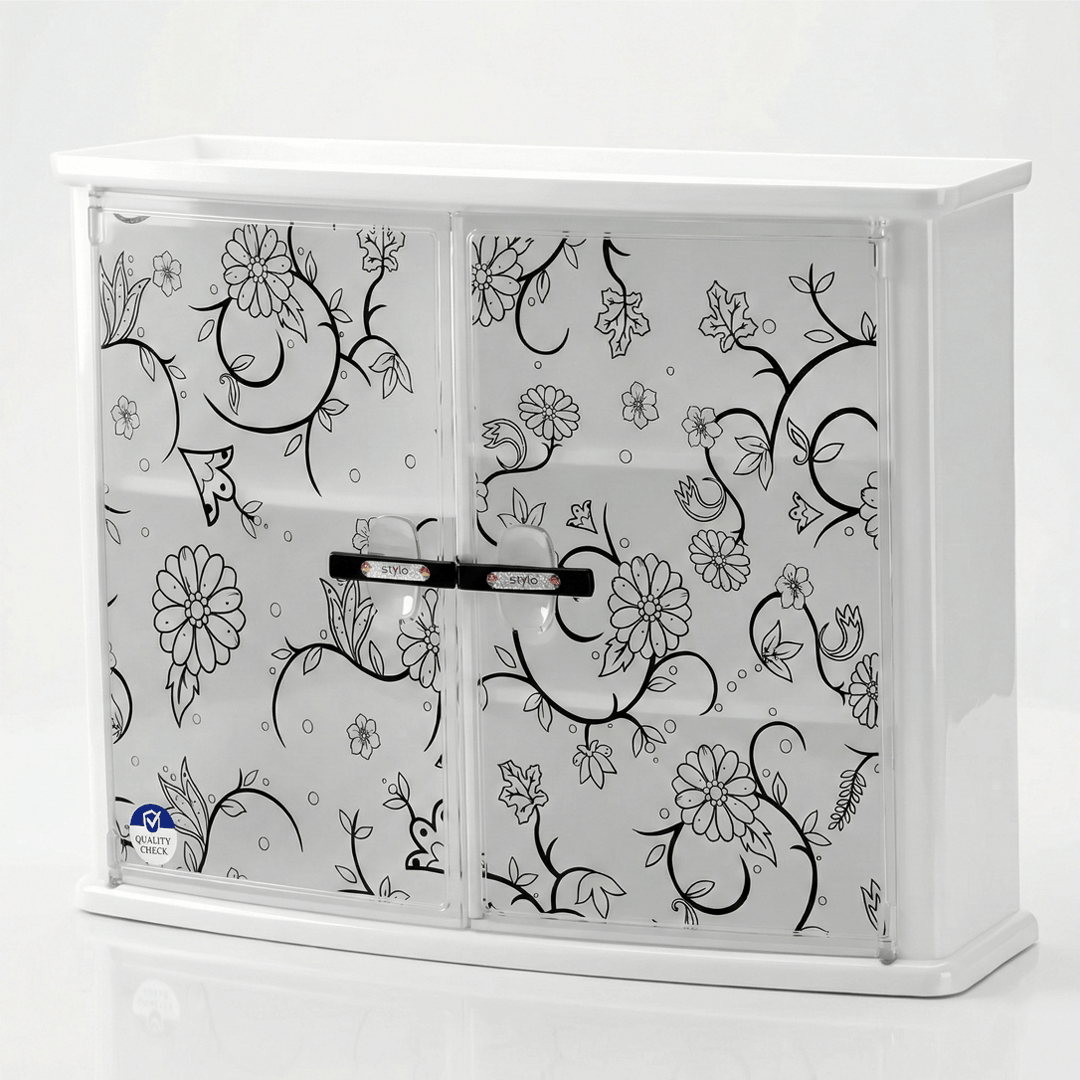 Wall Mounted Double Door Plastic Bathroom Cabinet | Waterproof Storage Organizer – Multi-Color