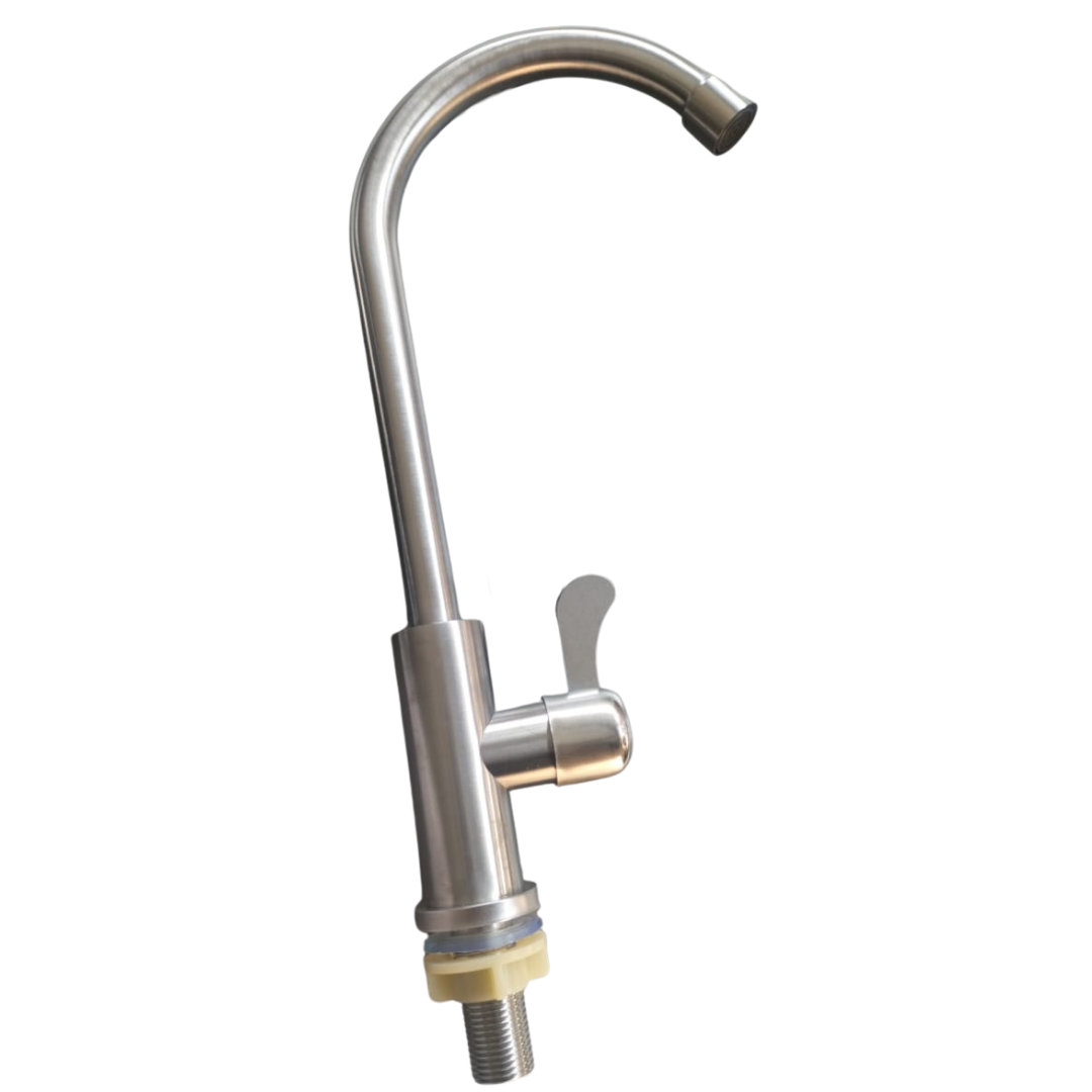 304 Stainless Steel Single Cold Kitchen Faucet | Brushed Deck Mounted Modern Sink Tap