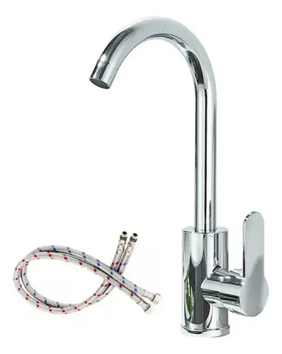 Modern Chrome High-Arc Kitchen Sink Mixer Tap | Single Handle 360° Swivel Hot & Cold Faucet