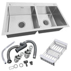 Handmade Double Bowl Kitchen Sink 31×17" | Stainless Steel Undermount & Countertop Sink – Brushed Finish