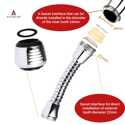 Turbo Flex 360° Flexible Faucet Sprayer | Stainless Steel Rotating Tap Extension for Kitchen & Bathroom