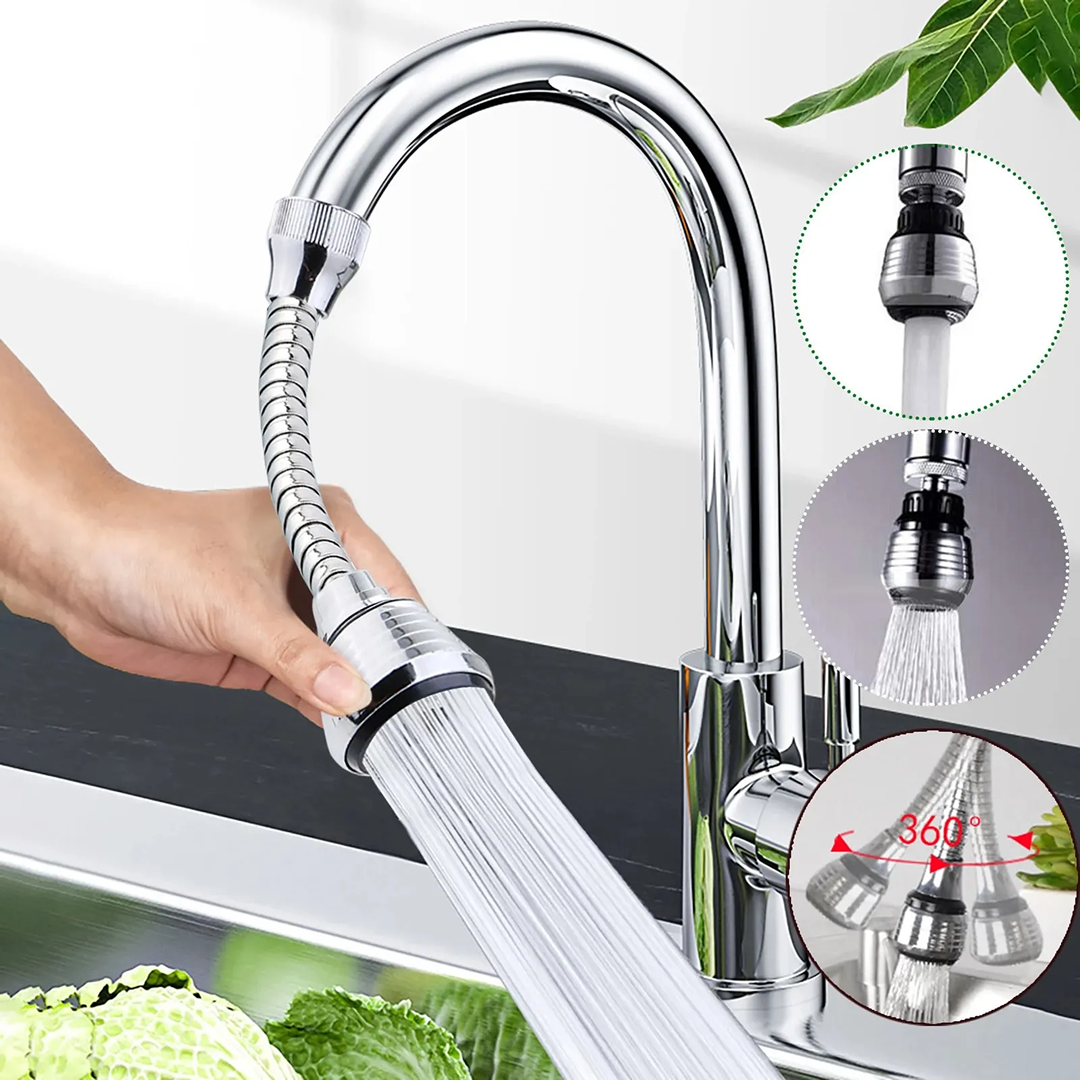 Turbo Flex 360° Flexible Faucet Sprayer | Stainless Steel Rotating Tap Extension for Kitchen & Bathroom