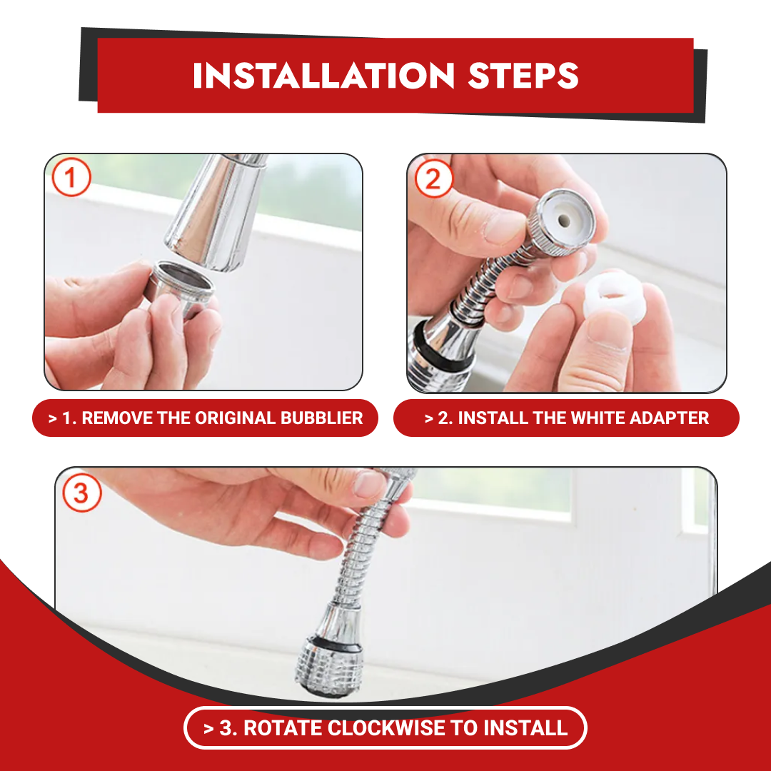 Turbo Flex 360° Flexible Faucet Sprayer | Stainless Steel Rotating Tap Extension for Kitchen & Bathroom