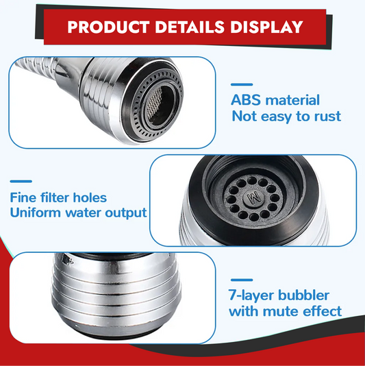 Turbo Flex 360° Flexible Faucet Sprayer | Stainless Steel Rotating Tap Extension for Kitchen & Bathroom