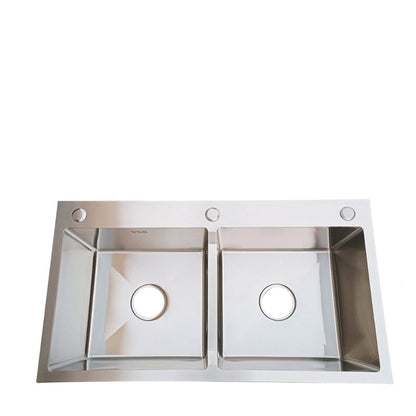 Handmade Double Bowl Kitchen Sink 31×17" | Stainless Steel Undermount & Countertop Sink – Brushed Finish