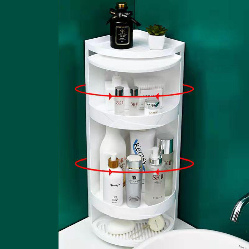 360° Rotating Corner Cabinet Rack | Waterproof Bathroom & Kitchen Storage Shelf – Drill-Free Wall Mount