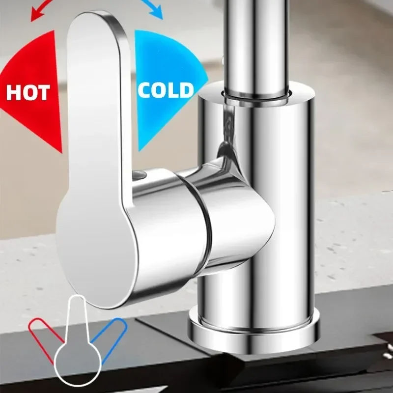 Waterfall Kitchen Faucet with Pull Down Sprayer | 3-Mode 360° Swivel Stainless Steel Sink Mixer Tap