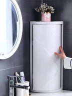 360° Rotating Corner Cabinet Rack | Waterproof Bathroom & Kitchen Storage Shelf – Drill-Free Wall Mount
