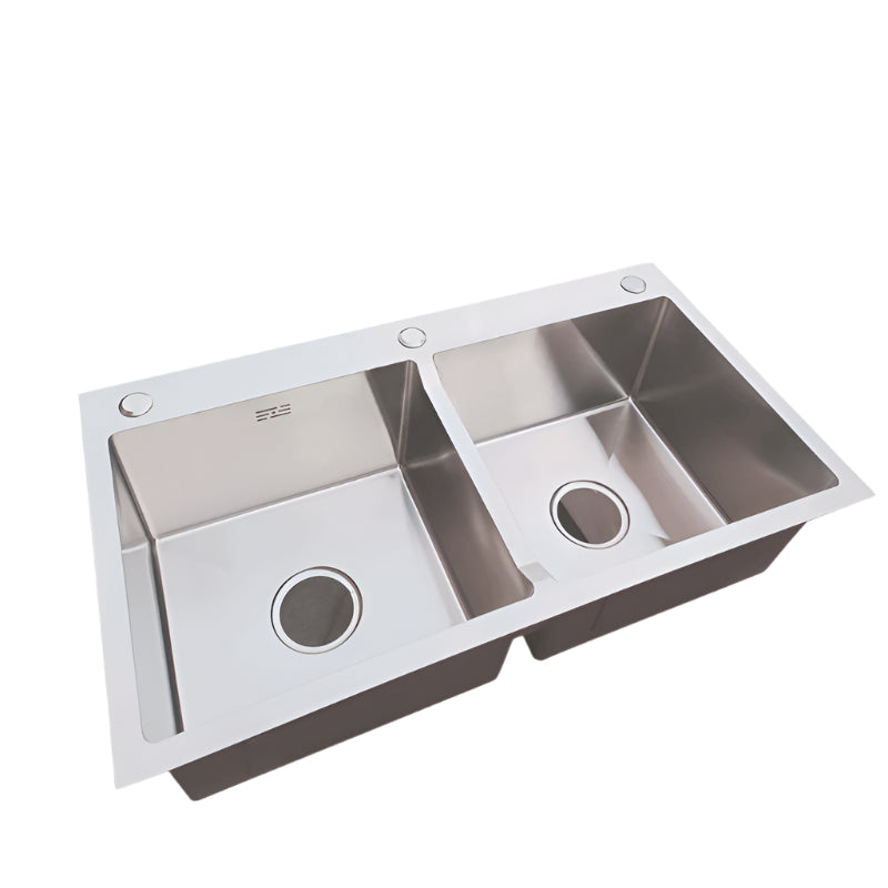 Handmade Double Bowl Kitchen Sink 31×17" | Stainless Steel Undermount & Countertop Sink – Brushed Finish