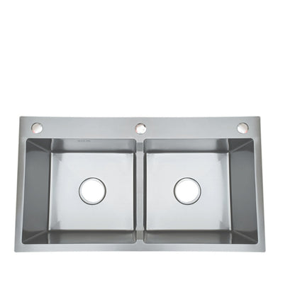 Handmade Double Bowl Kitchen Sink 31×17" | Stainless Steel Undermount & Countertop Sink – Brushed Finish