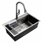 24x18 Inch Handmade Kitchen Sink – 304 Stainless Steel Single Bowl with Drain & Rinse Basket