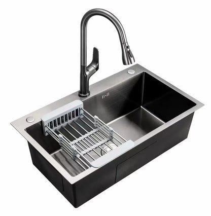 24x18 Handmade Kitchen Sink Stainless Steel 6045 – Single Bowl Sink with Drain & Rinse Basket