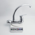 Glossy Chrome Wall Mounted Sink Mixer Tap | Hot & Cold Single Lever Kitchen Faucet with Swivel Spout