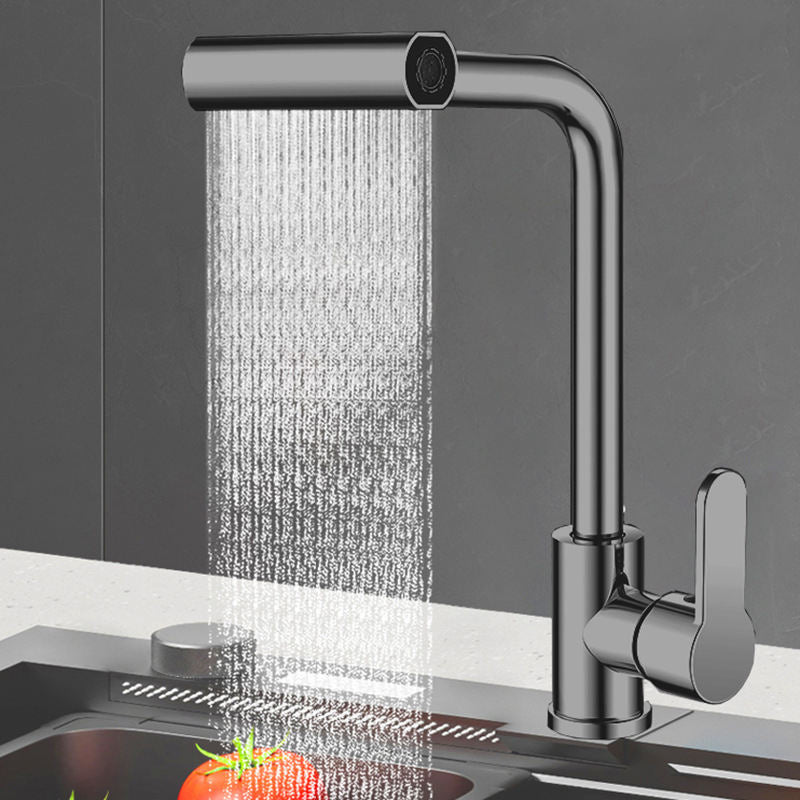 Waterfall Kitchen Faucet with Pull Down Sprayer | 3-Mode 360° Swivel Stainless Steel Sink Mixer Tap