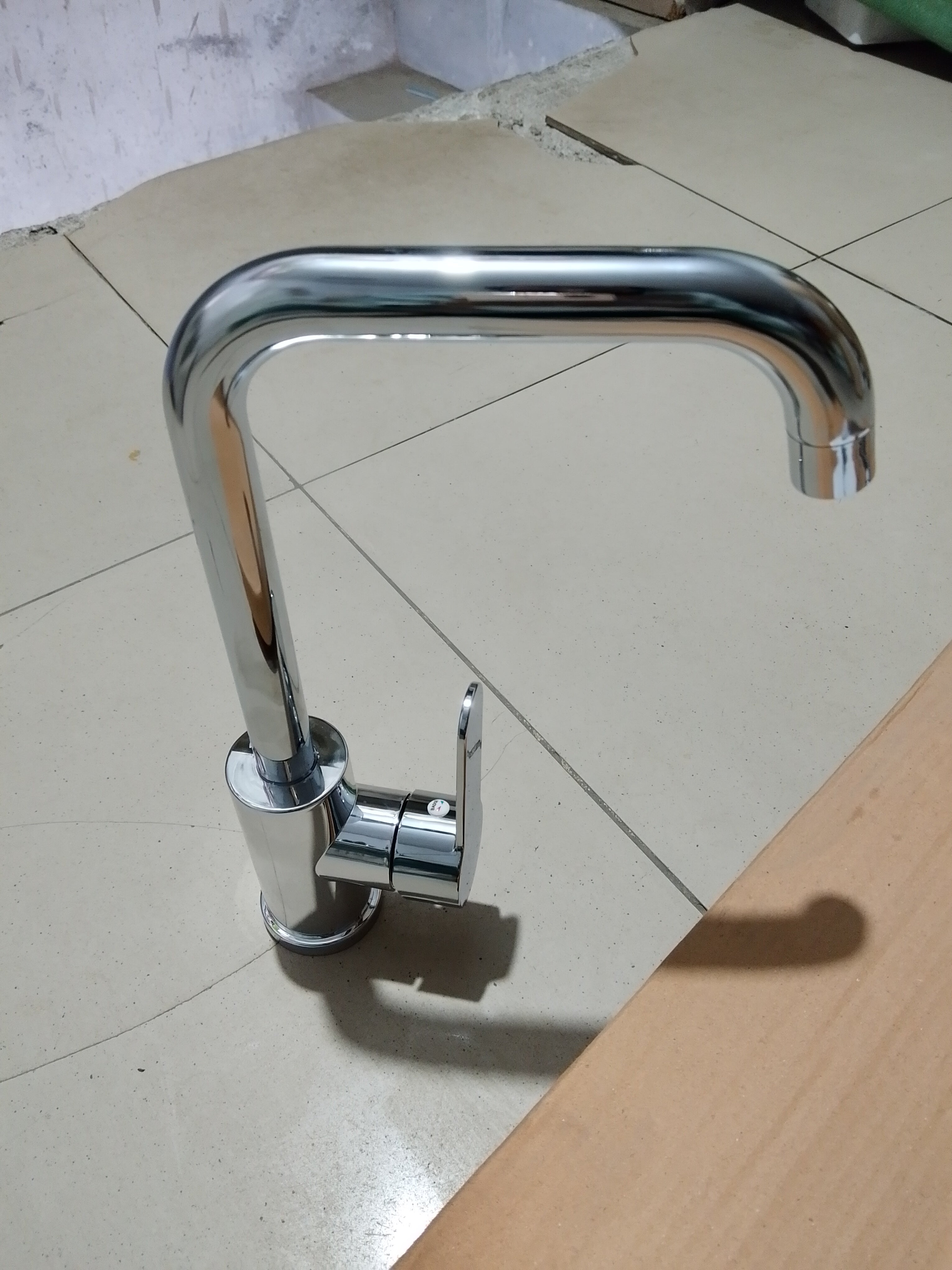 Bay Neck Chrome Kitchen Mixer Faucet | Hot & Cold Single Handle Sink Tap – PVC Body, Deck Mounted