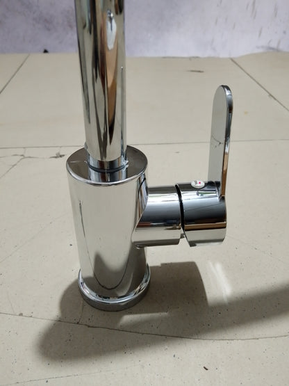 Bay Neck Chrome Kitchen Mixer Faucet | Hot & Cold Single Handle Sink Tap – PVC Body, Deck Mounted