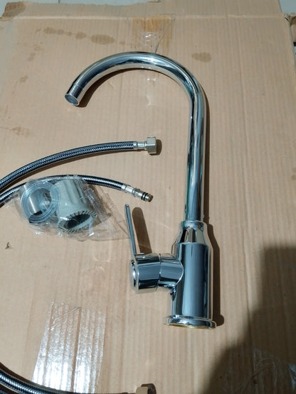 Stainless Steel Hot & Cold Kitchen Sink Mixer Tap | Single Handle Vegetable Basin Faucet – Ceramic Disc, Deck Mounted