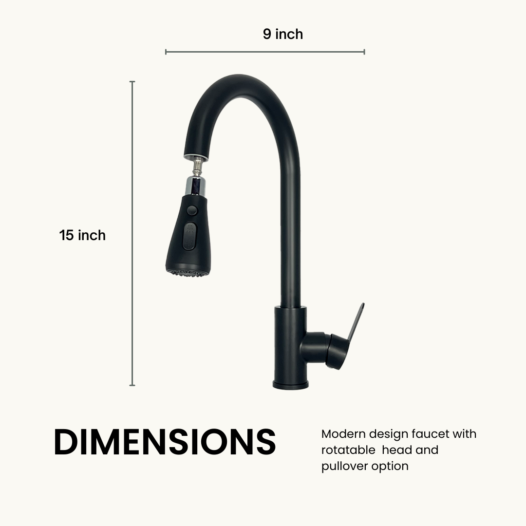 SUS 304 High Arc Pull-Out Kitchen Faucet | 360° Swivel Hot & Cold Mixer Tap – Silver, Black, Gold & Gun Grey