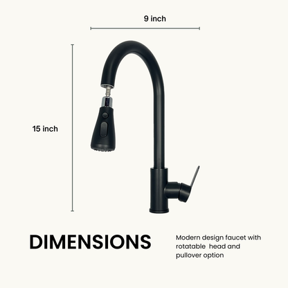 SUS 304 High Arc Pull-Out Kitchen Faucet | 360° Swivel Hot & Cold Mixer Tap – Silver, Black, Gold & Gun Grey