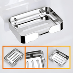 304 Stainless Steel Soap Dish Holder | Wall Mounted Soap Saver Tray with Drainage – 13.5×9.7 cm