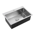 24x18 Inch Handmade Kitchen Sink – 304 Stainless Steel Single Bowl with Drain & Rinse Basket