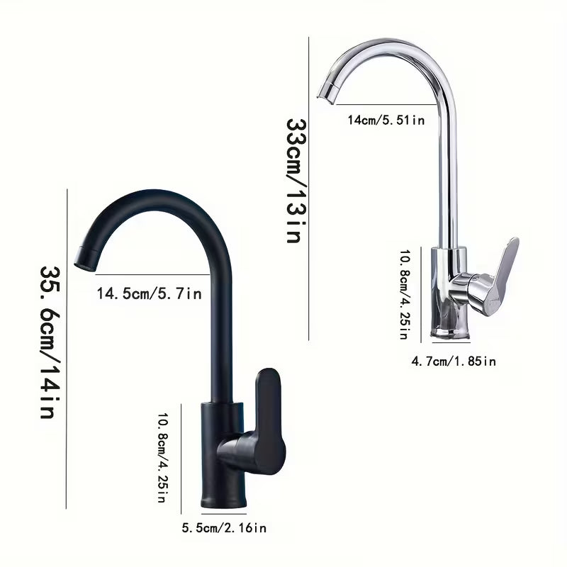 360° Rotating Kitchen Faucet | Single Handle Chrome Sink Mixer Tap with Expandable Inlet Pipe – Universal Thread