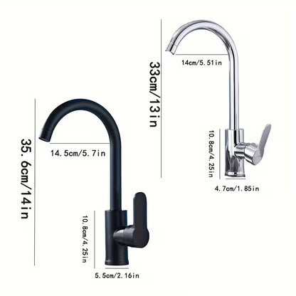 360° Rotating Kitchen Faucet | Single Handle Chrome Sink Mixer Tap with Expandable Inlet Pipe – Universal Thread