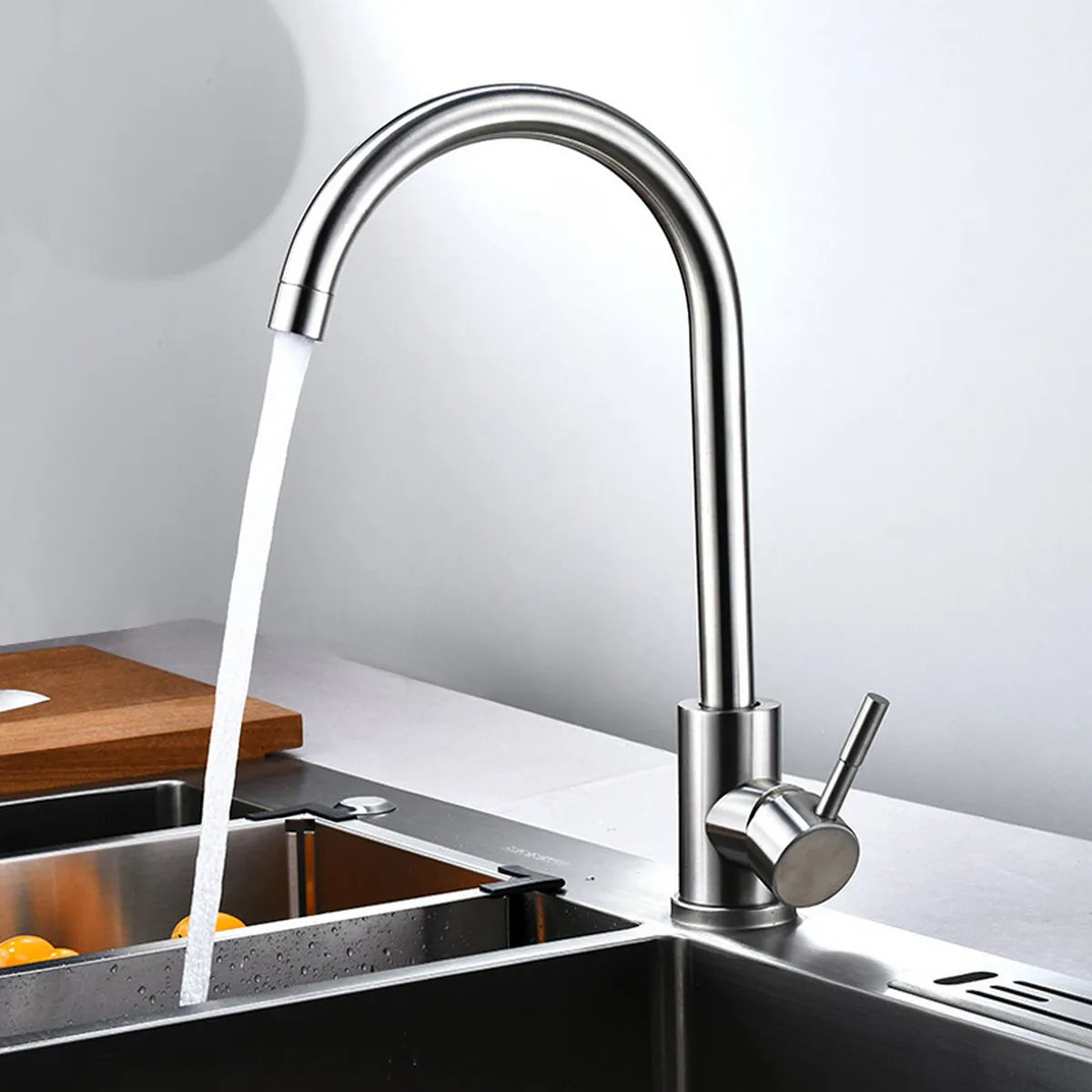 304 Stainless Steel Kitchen Sink Mixer Tap | 360° Swivel Hot & Cold Single Lever Faucet