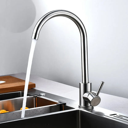304 Stainless Steel Kitchen Sink Mixer Tap | 360° Swivel Hot & Cold Single Lever Faucet