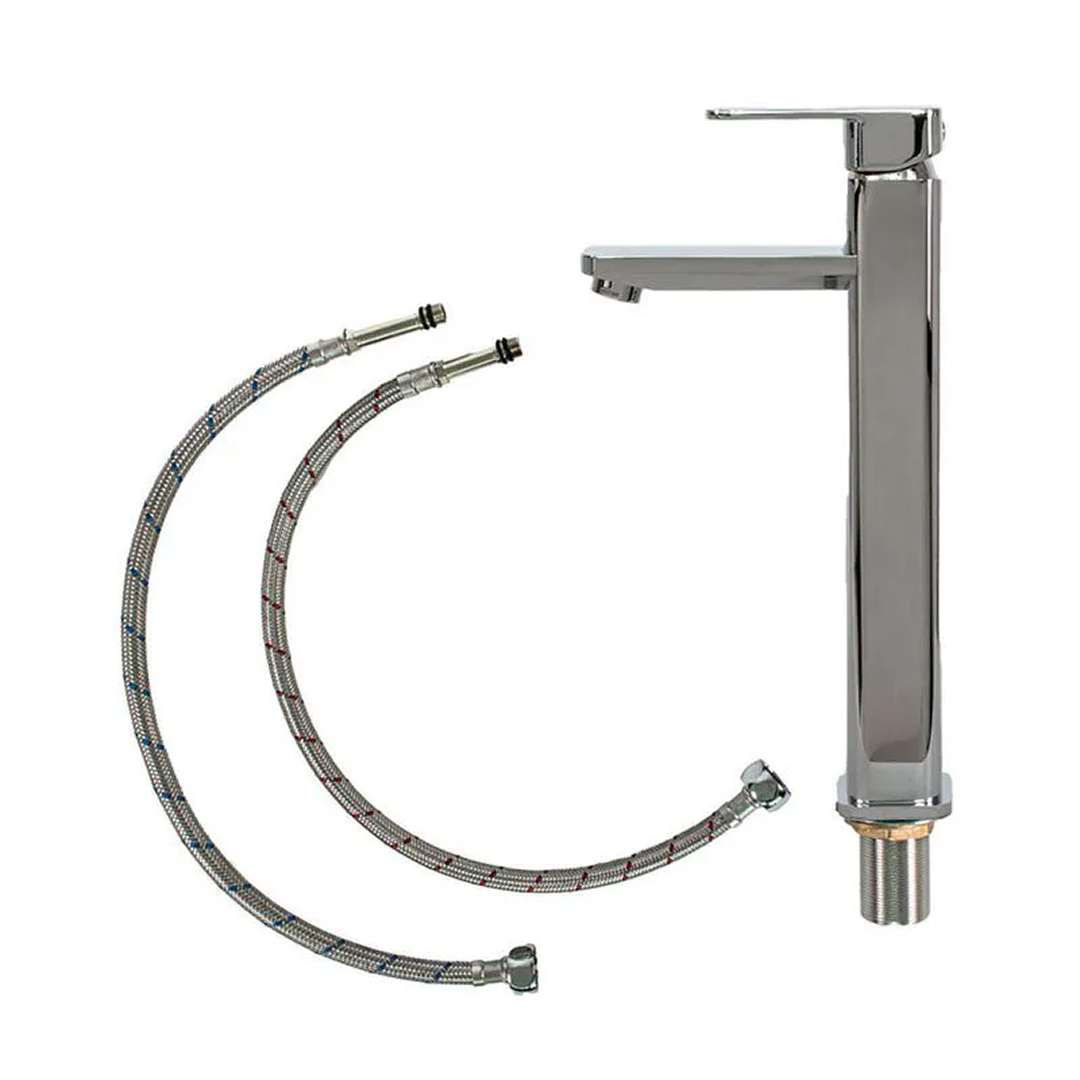 Chrome Single Handle Basin Vanity Mixer Faucet | Hot & Cold Deck Mounted Tap – Brass Body (Model YL11802)